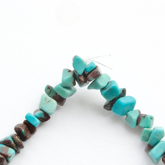 Vintage Turquoise Nugget Bead Necklace 34” Long Strand - Picture 4 of 4